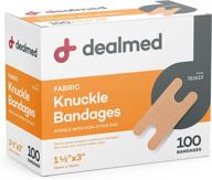 🩹 dealmed fabric knuckle flexible adhesive bandages – 100 count (1 pack) | non-stick pad, latex-free | wound care for first aid kit, 1.5" x 3 логотип