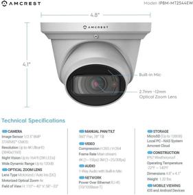 img 2 attached to Amcrest 4K Optical Zoom IP Camera - Motorized Lens, 8MP Outdoor POE Dome Camera, 4X Optical Zoom Turret Security Camera, 2.7mm~12mm Lens, IP67 IK10 Vandal Resistant, Built-in Mic, (IP8M-MT2544EW)