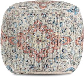 img 1 attached to 🍊 Anji Mountain Ivory and Orange Square Pouf - 20x20x20