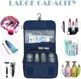 img 3 attached to 🐧 Blue Penguins L&FY Travel Toiletry Bag Cosmetic Makeup Pouch Toiletry Case Wash Organizer