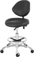 🪑 black mwosen rolling stool chair with back support and wheels for shop, studio, workbench, classroom, laboratory logo