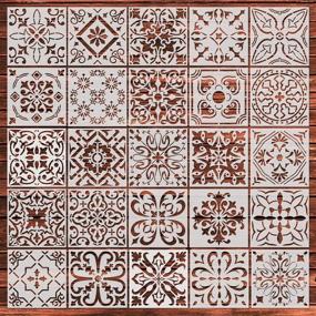 img 4 attached to 🎨 YUEAON 25-Pack (6x6 Inch) Painting Stencils: Floor, Wall, Tile, Fabric, Wood Burning Art & Craft Supplies - Mandala Template - Reusable