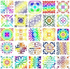 img 2 attached to 🎨 YUEAON 25-Pack (6x6 Inch) Painting Stencils: Floor, Wall, Tile, Fabric, Wood Burning Art & Craft Supplies - Mandala Template - Reusable