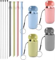 vantic collapsible and reusable silicone straws: portable, bpa free 4-pack with travel case & cleaning brush - a-pink, teal, gray, green | for 20 or 30 oz tumblers logo