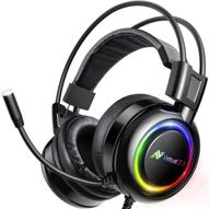 abkoncore shoker gaming headset: 7.1 surround sound with noise canceling mic, dynamic sensory, rgb light and soft memory foam - ideal for pc, laptop, mac logo