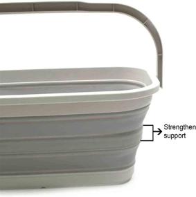 img 1 attached to SAMMART 11.6L Collapsible Rectangular Handy Basket/Bucket - Space-saving & Portable (Grey, 1)