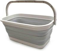 sammart 11.6l collapsible rectangular handy basket/bucket - space-saving & portable (grey, 1) logo