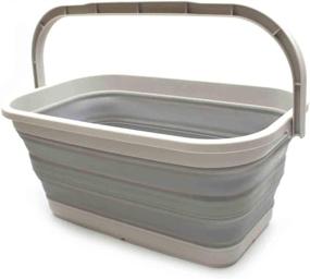 img 4 attached to SAMMART 11.6L Collapsible Rectangular Handy Basket/Bucket - Space-saving & Portable (Grey, 1)