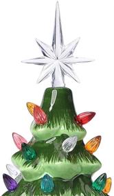 img 1 attached to 🎄 13-Inch Ceramic Christmas Halloween Tree: Green-Black Prelit Decorations with Multicolor Bulbs & Star Topper