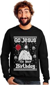 img 4 attached to 🎄 Go Jesus It's Your Birthday Ugly Christmas Sweater Style Men's Sweatshirt - Festive and Fun Holiday Attire!