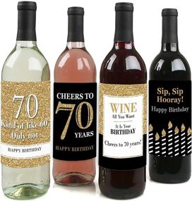 img 4 attached to 🥳 70th Birthday Celebration - Golden Wine Bottle Label Stickers - Gift for Women and Men - Set of 4