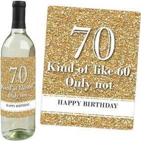 img 3 attached to 🥳 70th Birthday Celebration - Golden Wine Bottle Label Stickers - Gift for Women and Men - Set of 4