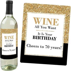 img 1 attached to 🥳 70th Birthday Celebration - Golden Wine Bottle Label Stickers - Gift for Women and Men - Set of 4