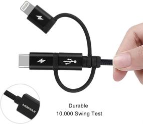 img 1 attached to MOMAX 3-в-1 многофункциональный зарядный кабель - разъемы Lightning/USB C/Micro 3 в 1 для iPhone, Android-телефонов - сертифицирован MFi, оплетка из нейлона - черный, 1 м.