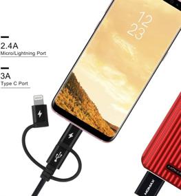 img 2 attached to MOMAX 3-в-1 многофункциональный зарядный кабель - разъемы Lightning/USB C/Micro 3 в 1 для iPhone, Android-телефонов - сертифицирован MFi, оплетка из нейлона - черный, 1 м.