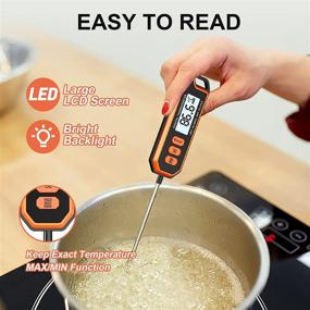 img 1 attached to 🌡️ SUNDUO Waterproof Meat Thermometer - High Accuracy Instant Read Food Thermometer with 5.6" Probe, Backlight LCD, Auto Off, Hold Function - Ideal for BBQ, Grill, Oil, Oven, Milk, Fry