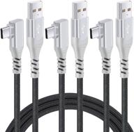 3-pack 6ft right angle usb c cable, pofesun fast charging usb a to usb type c nylon braided cable - 🔌 compatible with samsung galaxy s20 s10 s10e s9 s8 plus, note 10 9 8, lg g8 g7 v40 v20 v30 - black logo