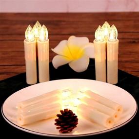 img 1 attached to 🕯️ OWLBAY Set of 10 Ivory Flameless Window Candles: Battery Operated LED Taper Candles with Remote, Timer, and Warm White Candlelight - Ideal for Chandelier, Birthday, Christmas, and Party Decor