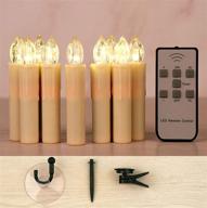 🕯️ owlbay set of 10 ivory flameless window candles: battery operated led taper candles with remote, timer, and warm white candlelight - ideal for chandelier, birthday, christmas, and party decor логотип