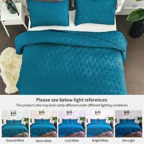 img 3 attached to Litanika Queen Size Teal-Turquoise Quilt Set - Lightweight Bedspread & Coverlet for Summer - Quilted Comforter Bedding Cover for All Season Use - 3-Piece Bedding Set (1 Quilt, 2 Pillowcases)