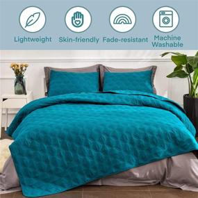 img 1 attached to Litanika Queen Size Teal-Turquoise Quilt Set - Lightweight Bedspread & Coverlet for Summer - Quilted Comforter Bedding Cover for All Season Use - 3-Piece Bedding Set (1 Quilt, 2 Pillowcases)