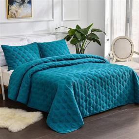 img 2 attached to Litanika Queen Size Teal-Turquoise Quilt Set - Lightweight Bedspread & Coverlet for Summer - Quilted Comforter Bedding Cover for All Season Use - 3-Piece Bedding Set (1 Quilt, 2 Pillowcases)