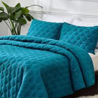 litanika queen size teal-turquoise quilt set - lightweight bedspread & coverlet for summer - quilted comforter bedding cover for all season use - 3-piece bedding set (1 quilt, 2 pillowcases) logo