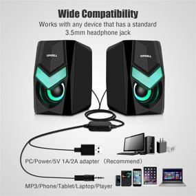 img 1 attached to 🔊 Gaming RGB Computer Speakers with 3.5mm Jack, USB Powered Stereo Monitor Speakers for PC and Laptops - Colorful Breathing Lights, Easy-Access Volume Control