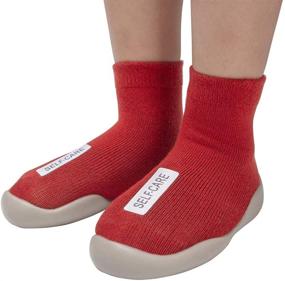 img 3 attached to 👟 Cozy and Stylish Toddler Newborn Knitted Walking Slippers for Boys' Shoes