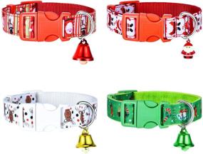 img 4 attached to 🎅 Enhance Your Pet's Festive Look: JOVITEC 4-Piece Christmas Pet Collar with Hanging Ornaments - Santa Bells, Elk, Snowman, Sock Patterns (13-16.5 Inches, 4 Styles)