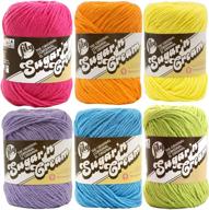 🌈 lily sugar n' cream medium 4 worsted 100% cotton solid variety assortment 6 pack bundle (multicolor) logo