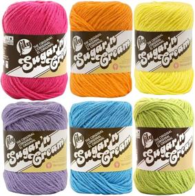 img 3 attached to 🌈 Lily Sugar n' Cream Medium 4 Worsted 100% Cotton Solid Variety Assortment 6 Pack Bundle (Multicolor)