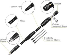 img 3 attached to 🖊️ Ultimate Self-Defense Tactical Pen: LED Flashlight, Ballpoint Pen, Glass Breaker, Whistle, and More - Gift Boxed Survival Gear Set