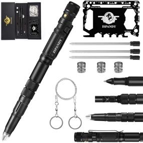 img 4 attached to 🖊️ Ultimate Self-Defense Tactical Pen: LED Flashlight, Ballpoint Pen, Glass Breaker, Whistle, and More - Gift Boxed Survival Gear Set