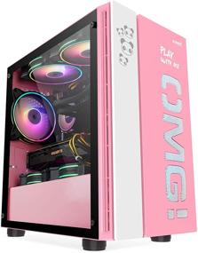 img 4 attached to 🎮 SZD OMG Mini Tower PC Gaming Case: Tempered Glass, USB 3.0, Water-Cooling Ready (Pink)