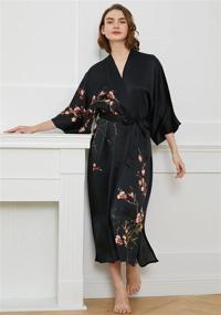 img 2 attached to Ledamon Women's 100% Silk Kimono Long Robe - Elegant Classic Colors and Prints
