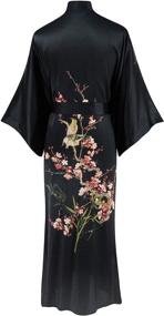 img 3 attached to Ledamon Women's 100% Silk Kimono Long Robe - Elegant Classic Colors and Prints