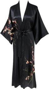 img 4 attached to Ledamon Women's 100% Silk Kimono Long Robe - Elegant Classic Colors and Prints