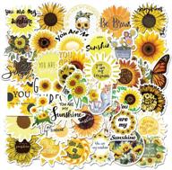 🌻 50-pack sunflower stickers: cute, waterproof, aesthetic, extra durable vinyl - ideal for teens, girls, laptop, hydro flask, phone, skateboard, and travel logo