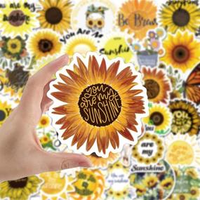 img 1 attached to 🌻 50-Pack Sunflower Stickers: Cute, Waterproof, Aesthetic, Extra Durable Vinyl - Ideal for Teens, Girls, Laptop, Hydro Flask, Phone, Skateboard, and Travel