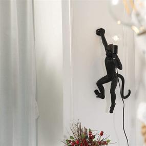 img 1 attached to 🐒 CHABEI Vintage Resin Monkey Wall Lamp: Industrial Lighting Fixture for Living Room, Kids' Bedroom, Club Décor (Black-Right Hand)