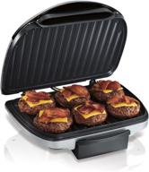 🍳 hamilton beach electric indoor grill: nonstick, easy clean plates, silver - perfect for 6 servings (25371) логотип