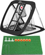 🏌️ finger ten golf chipping net with mat & foam balls pack - indoor/outdoor practice hitting nets, pop up target for accuracy swing - 12''×24'' portable set for men, women, kids logo