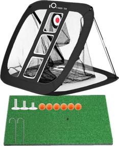 img 4 attached to 🏌️ FINGER TEN Golf Chipping Net with Mat & Foam Balls Pack - Indoor/Outdoor Practice Hitting Nets, Pop Up Target for Accuracy Swing - 12''×24'' Portable Set for Men, Women, Kids