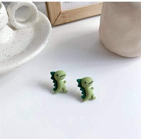 img 2 attached to Pairs Funny Animals Dinosaur Earrings