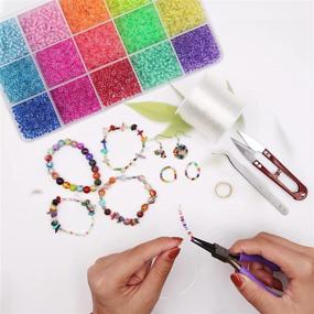 img 1 attached to 📿 EuTengHao Glass Seed Beads Kit - 9000pcs Small Craft Beads for DIY Bracelet Necklaces, 15 Colors - Crafting Jewelry Making Supplies with Crystal String