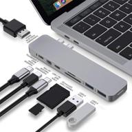 🔌 hypedrive mac usb c hub adapter: 8-in-2 dongle for macbook pro 2020-2016 & macbook air - thunderbolt 3, 100w pd, 4k hdmi, sd card reader, and more! логотип
