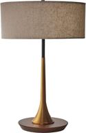 🌟 rivet mid-century modern curved brass table desk lamp - 14.3 x 21.7 inches, brass and walnut logo