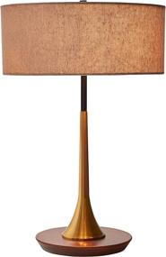 img 3 attached to 🌟 Rivet Mid-Century Modern Curved Brass Table Desk Lamp - 14.3 x 21.7 Inches, Brass and Walnut