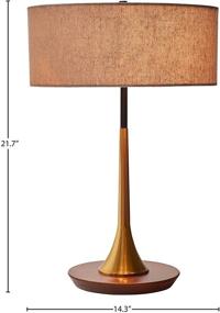 img 2 attached to 🌟 Rivet Mid-Century Modern Curved Brass Table Desk Lamp - 14.3 x 21.7 Inches, Brass and Walnut